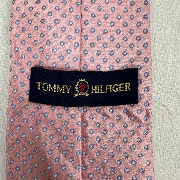 Tommy Hilfiger 100% Silk Ties Pink Geometric and Blue Stripe Patterns - Picture 3 of 5